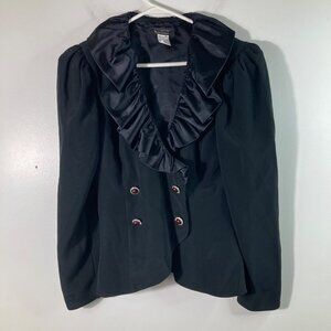 Vintage Ann Hobbs For Kastina Double Breasted Jacket Satin‎ Ruffle 6